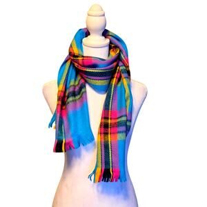 Chic Pastel Brights Plaid Winter Scarf - Brand New & Cozy!